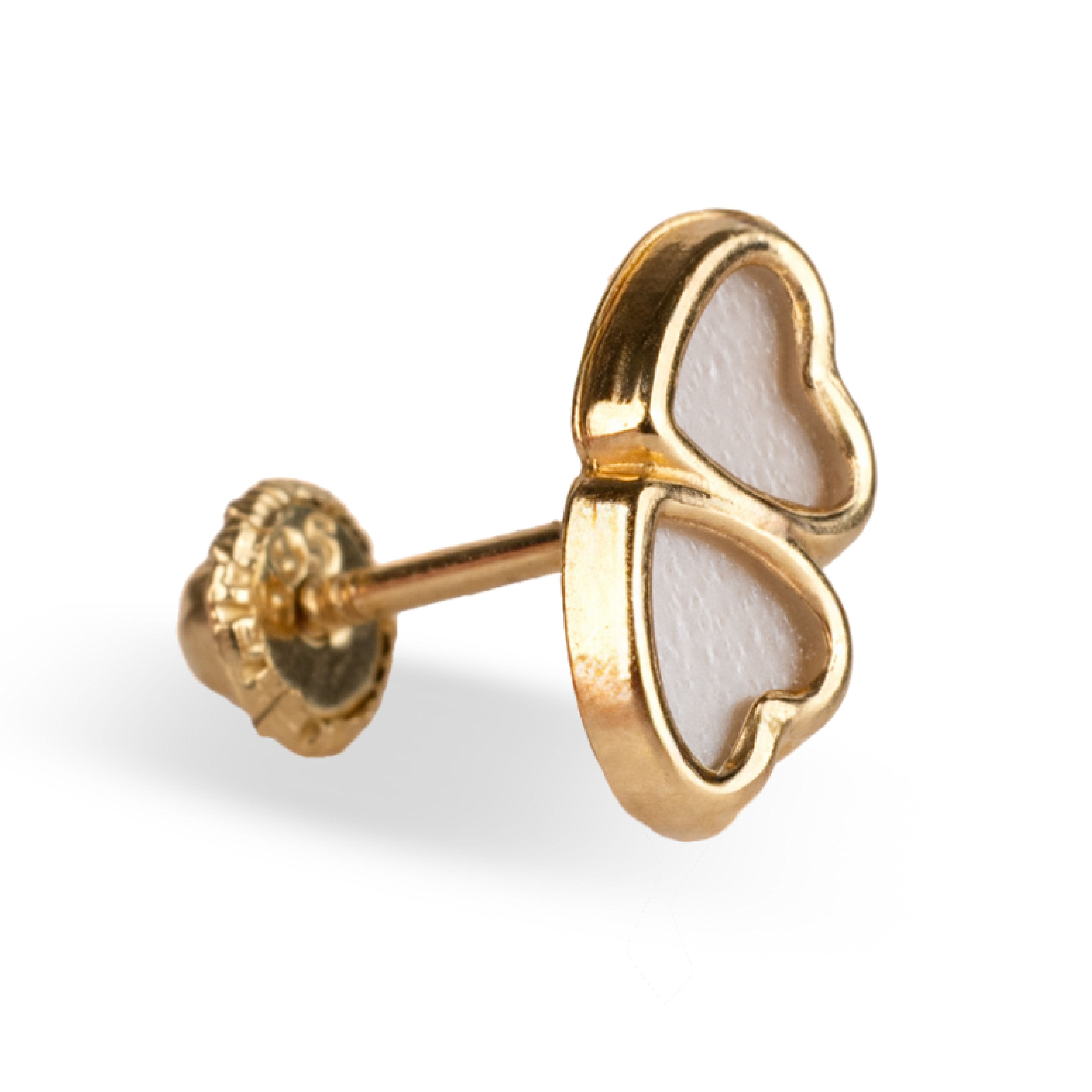 Gold Double Heart Stud Earrings