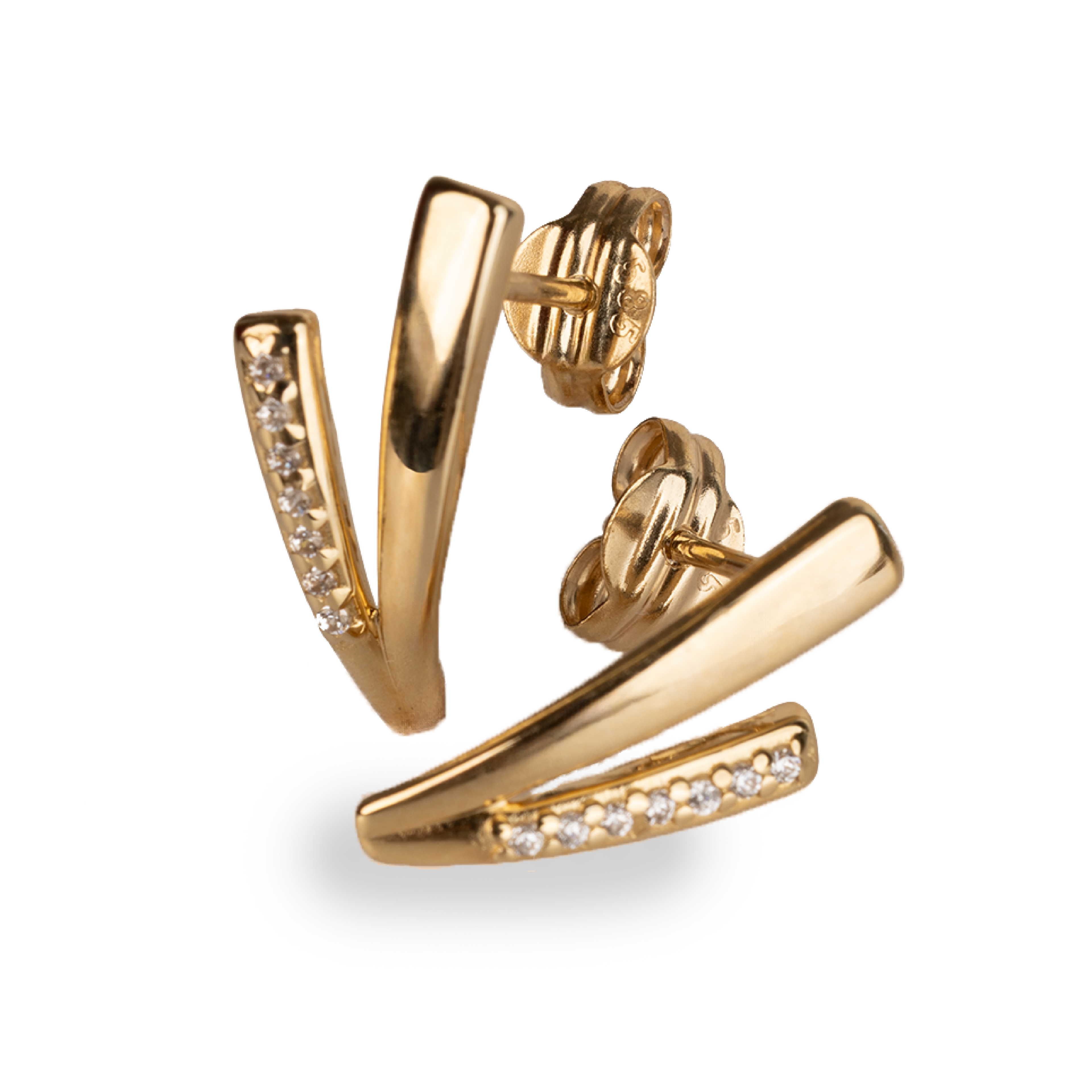 Gold V Studs Earrings